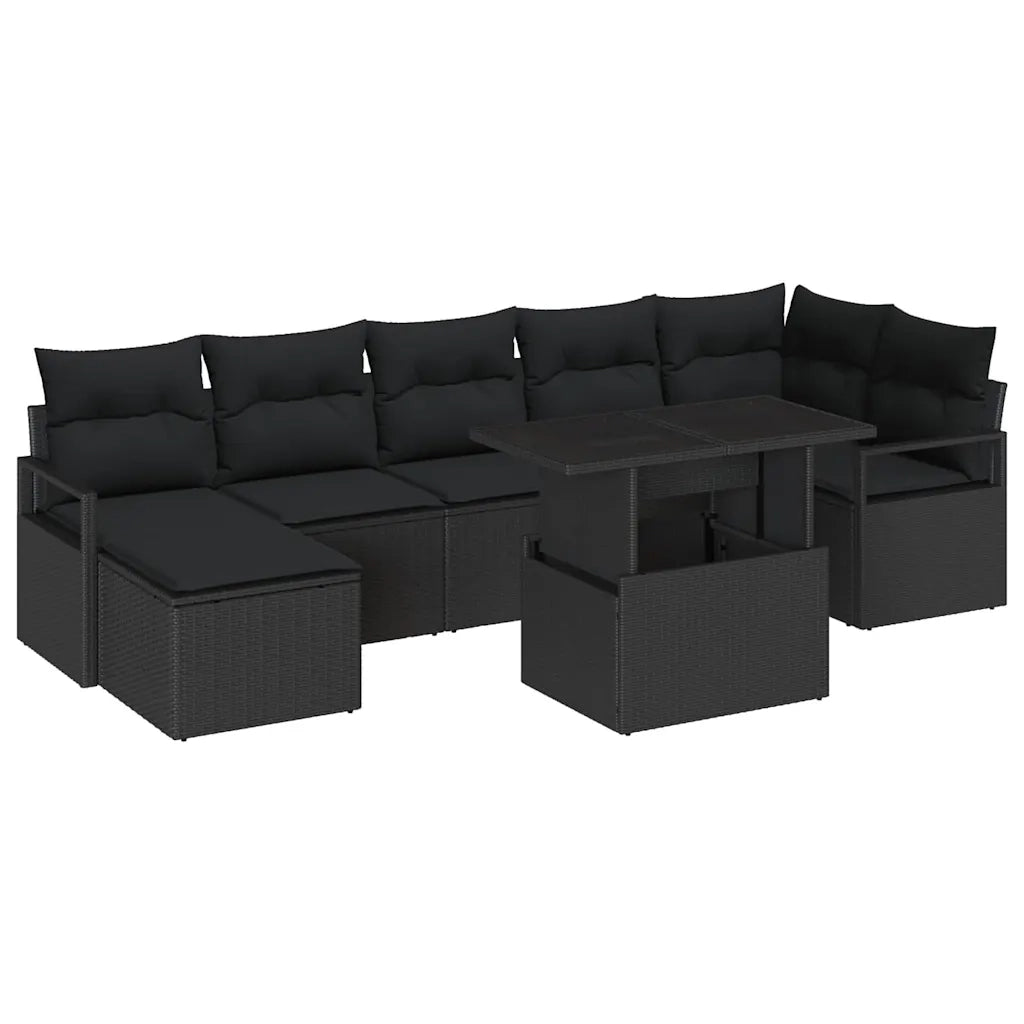 Set Divano da Giardino con archiviazione 8 pcs Nero Poly Rattan 3357606