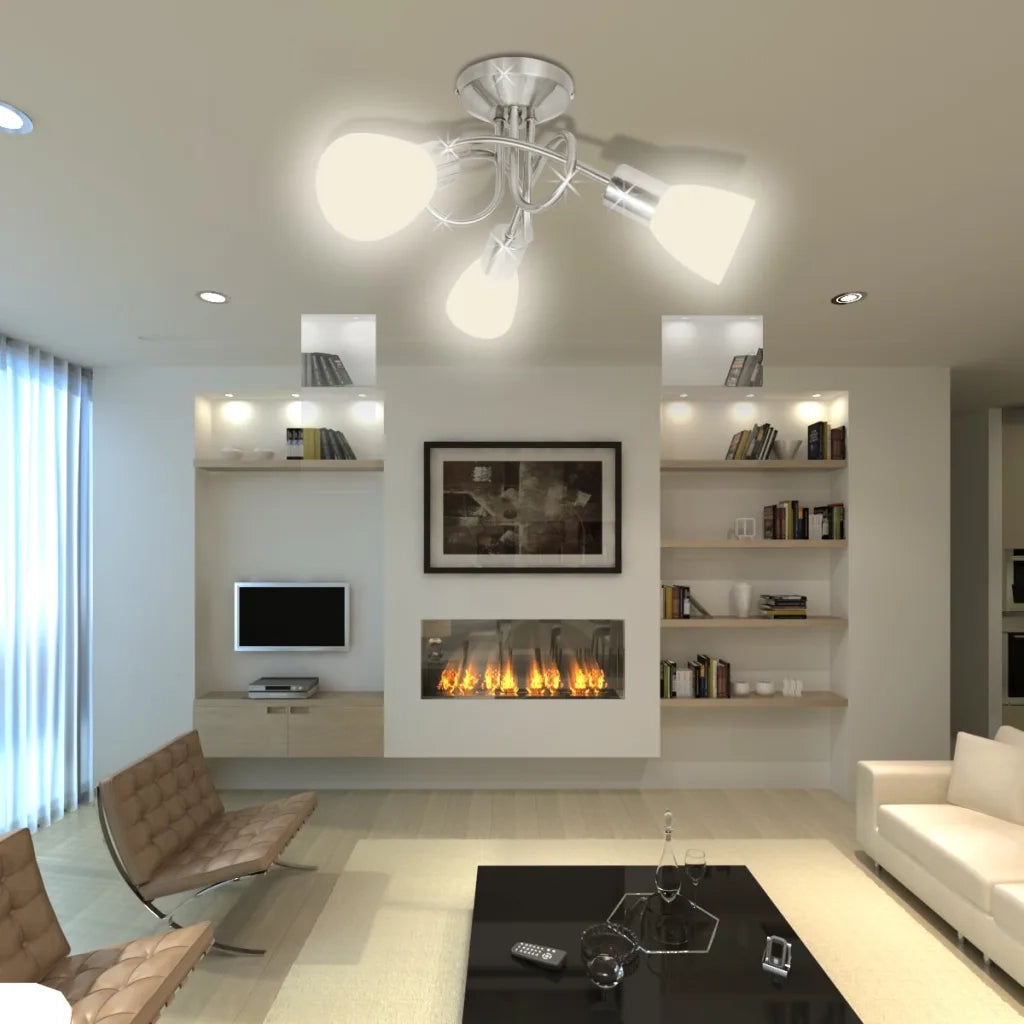 Lampada da Soffitto con Diffusori in Vetro per 3 lampadine E14 240983