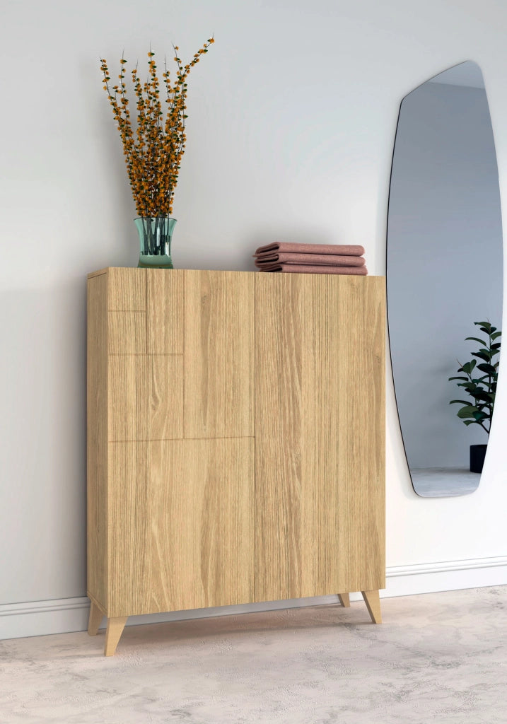 Scarpiera Herdasa effetto rovere dorato gambe rovere dorato 109x90x27cm