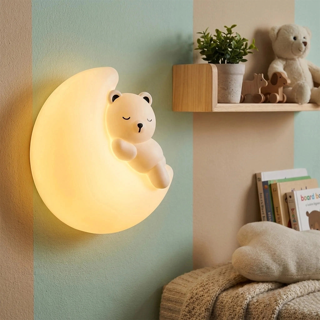 Applique Da Parete Led G180-w Orso Sulla Luna