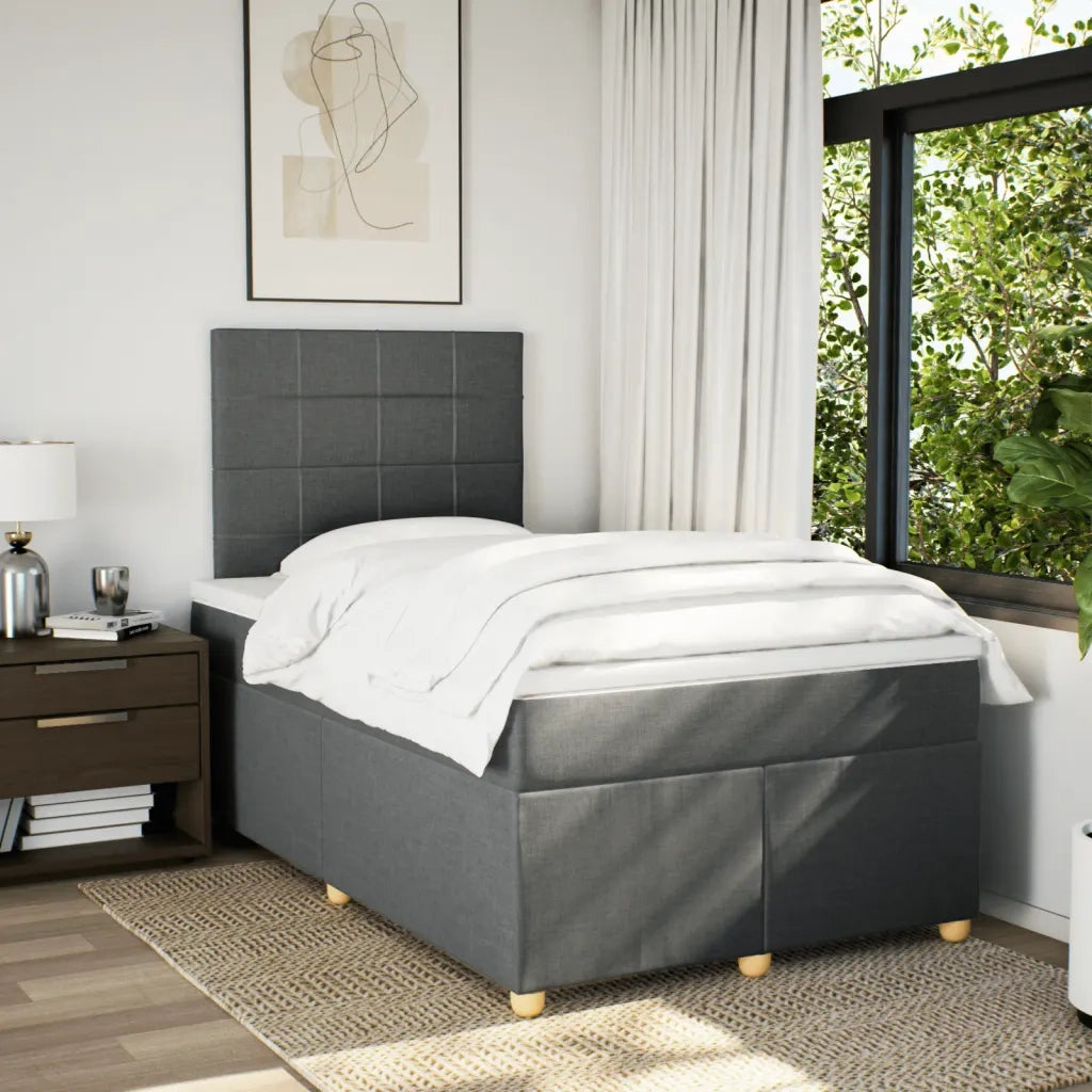 Giroletto a Molle con Materasso Grigio Scuro 120x190cm Tessuto