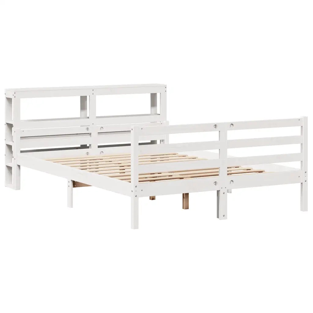Letto matrimoniale | Letto per adulti | Giroletto con Testiera 160x200 cm in Legno Massello di Pino