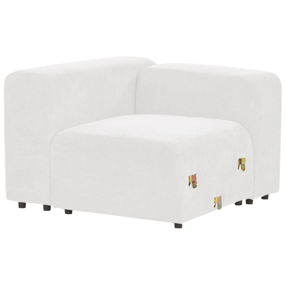 Divano componibile a 2 posti rivestito con velluto bianco stile moderno