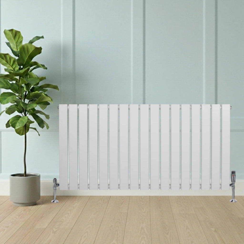 Radiatore Orizzontale 600 x 1190 mm con Valvole TRV Bianco
