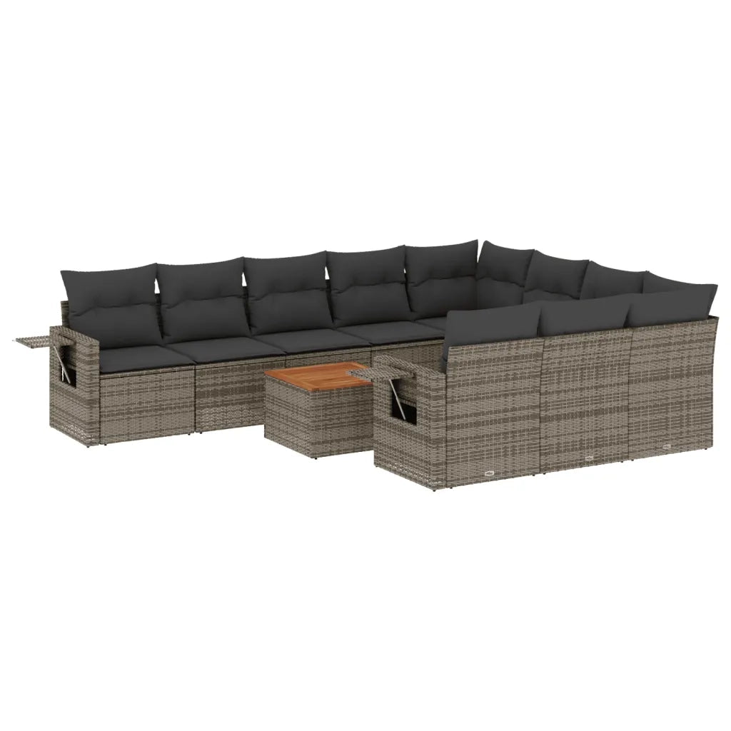 Set Divani da Giardino 11 pz con Cuscini in Polyrattan Grigio 3224744
