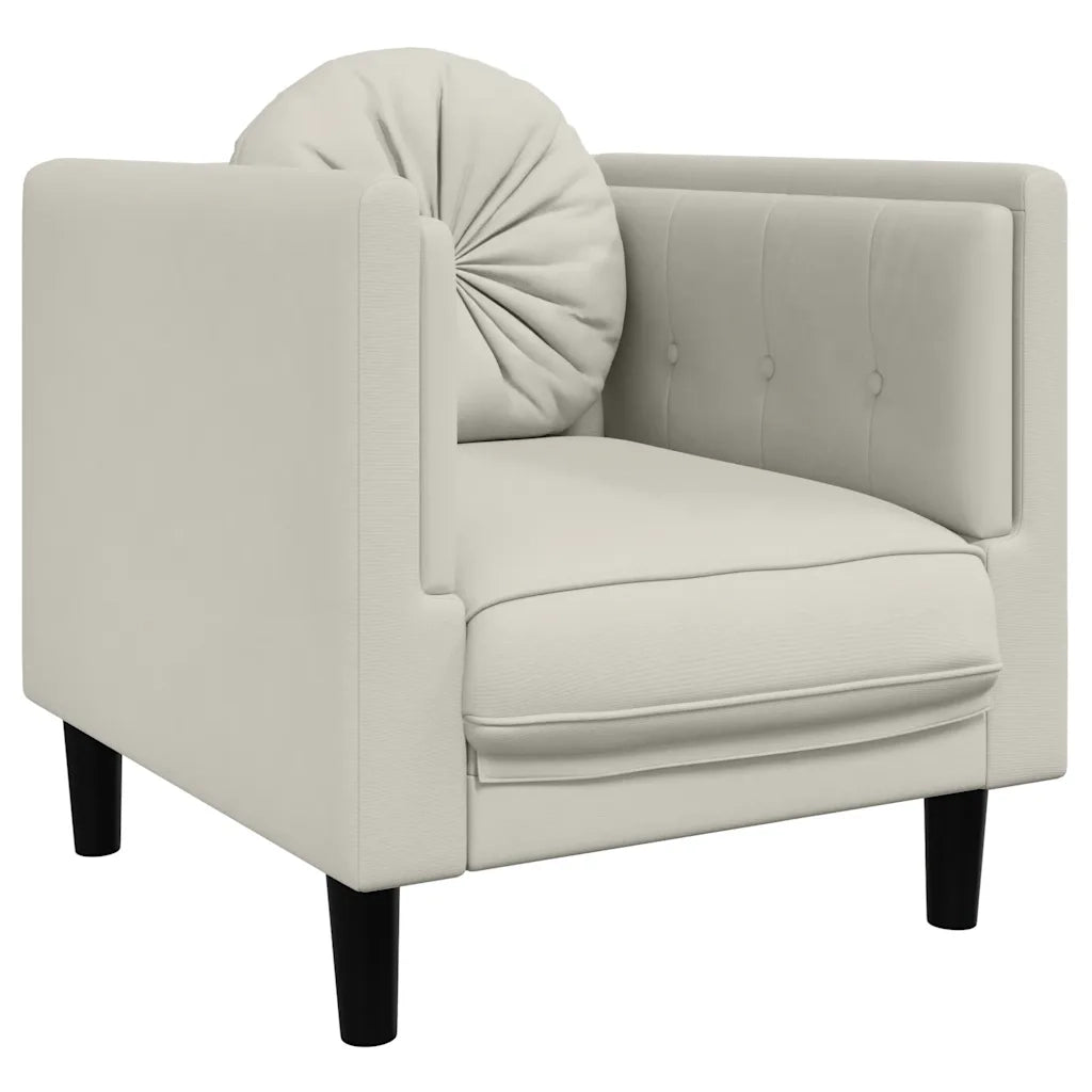 Poltrona con Cuscino Crema in Velluto 372629