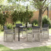 Set da Pranzo per Giardino 5 pcs Grigio chiaro polyrattan