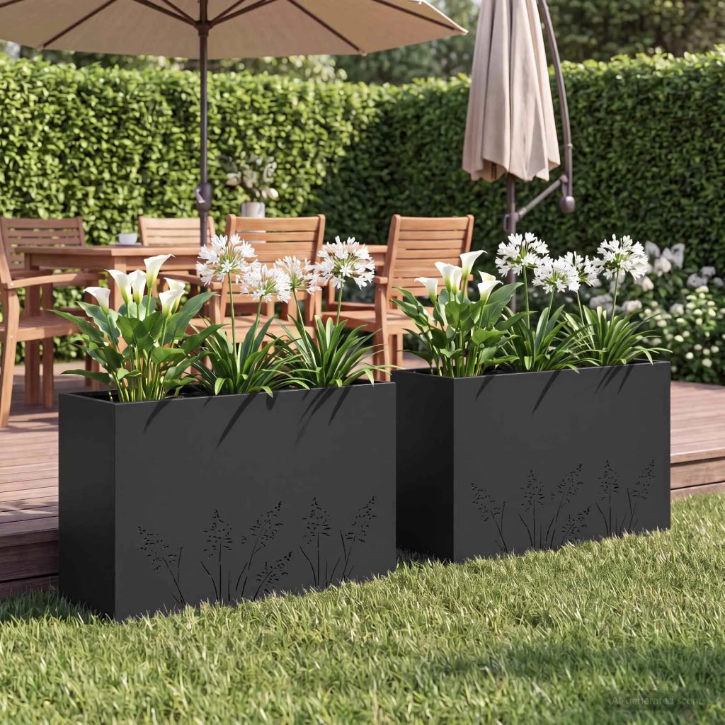 Vaso da giardino 2 pz Nero 80 x 20 x 49 cm 8005821