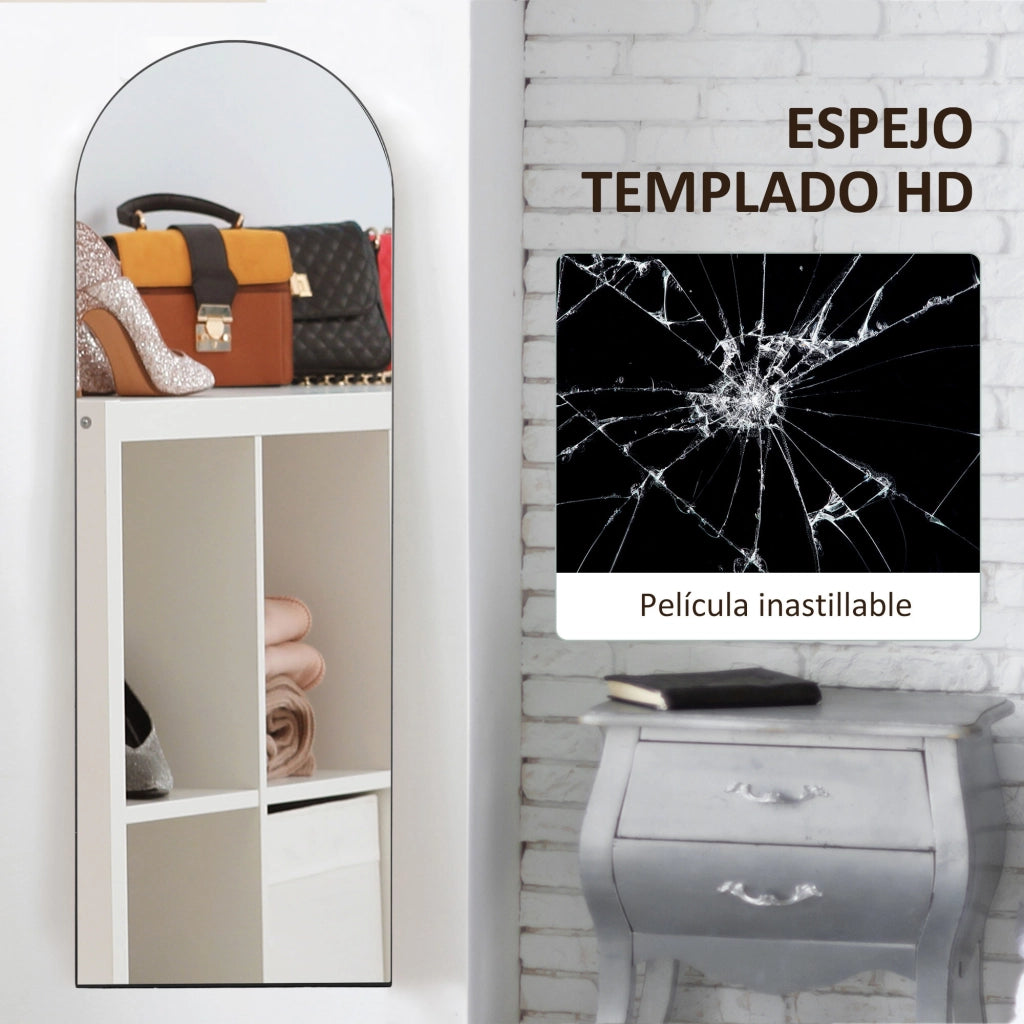 Specchio da Parete e da Appoggio Arcuato ¨C Minimal ¨C 150x50 cm Nero