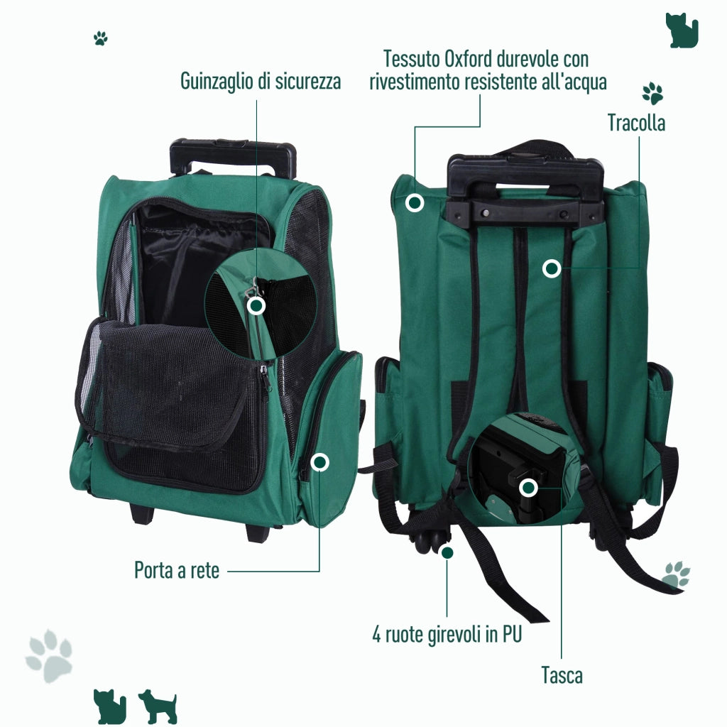 Zaino Trasportino per Cani e Gatti ¨C Minimal ¨C Verde, 42x25x55cm
