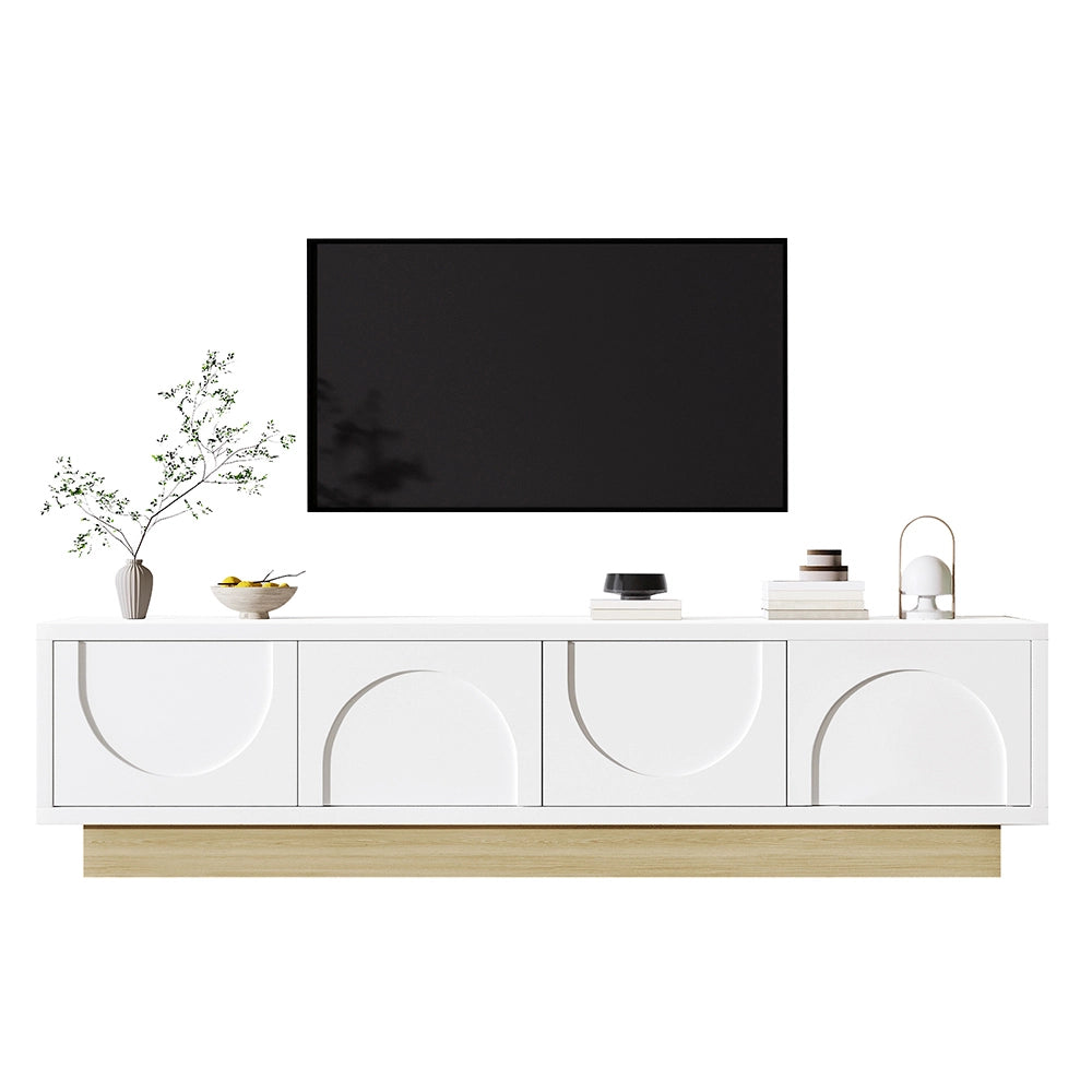 Mobile TV moderno - Xylo - 175cm bianco venato design curvo