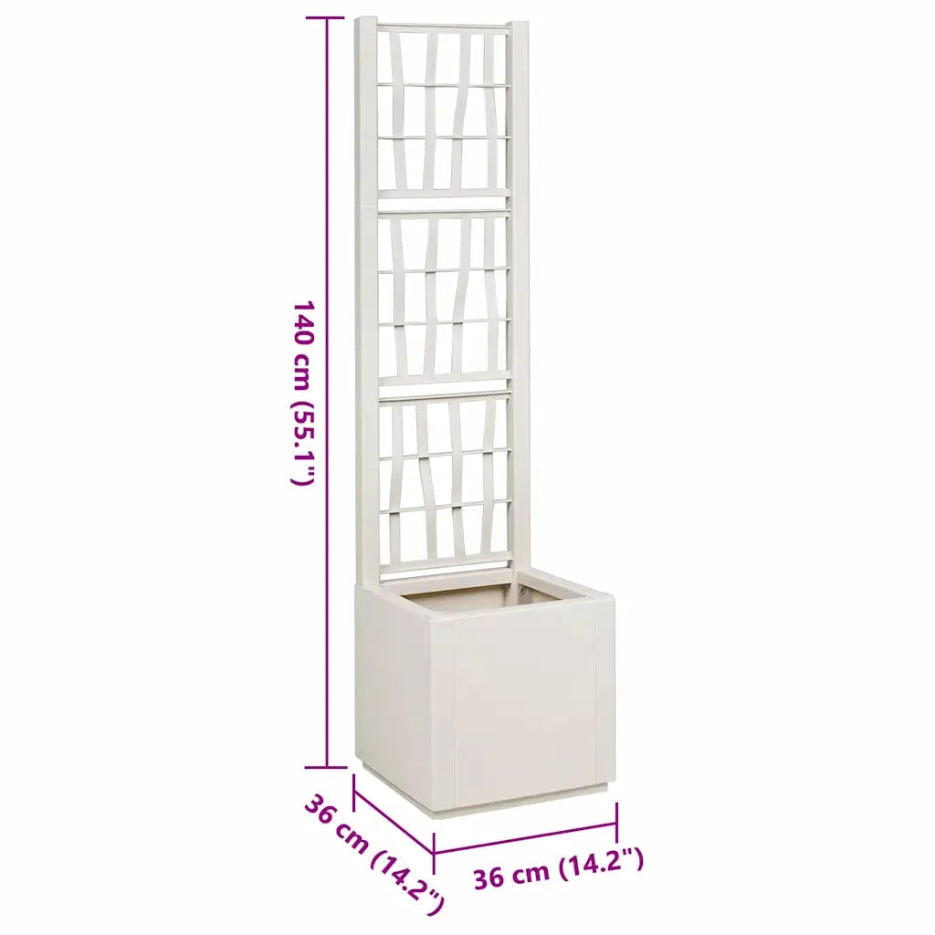 Vaso da giardino-Fioriera da Esterno-Contenitore per Piante Bianco 36 x 36 x 140 cm Polipropilene