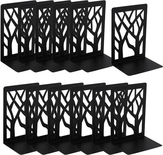 Sostegni Librari in Metallo Nero - Poggiatesta Antislip - Disegno Decorativo a Sostegno - Resistenti all'Ossidazione - Base Stabile - Sostegni Librari