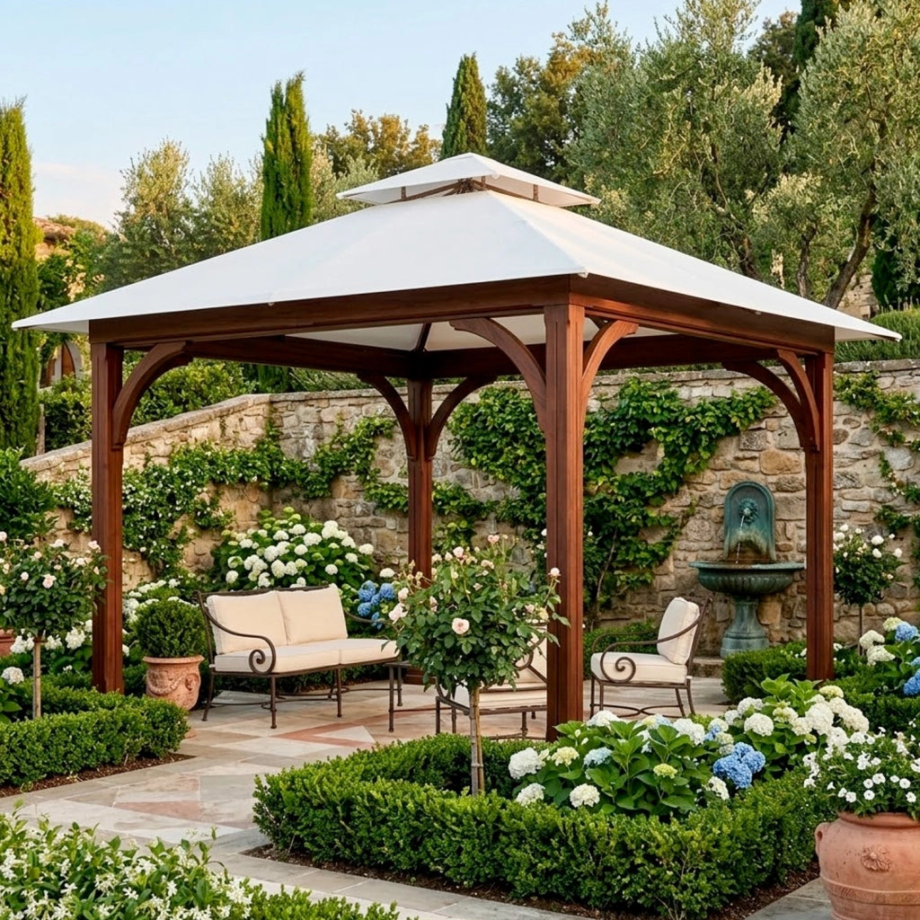 Copertura Di Ricambio Universale Per Gazebo Con Air Vent In Parte Superiore In Tessuto Resistente E Sistema Fissaggio Tasche Per Giardino Patio E Terrazza 300 X 300 Cm Beige