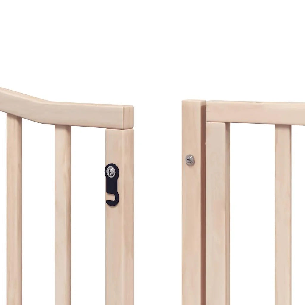 Cancelletto di sicurezza per cani con porta pieghevole 6 pannelli legno di pioppo marrone 02_0023028
