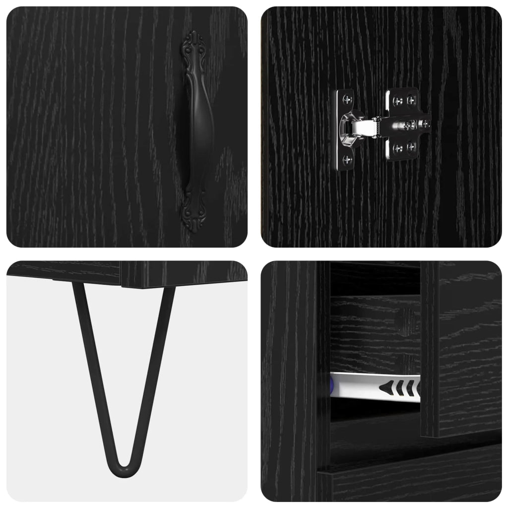 Credenza Rovere Nero 69,5 x 34 x 90 cm Legno ingegnerizzato 881620
