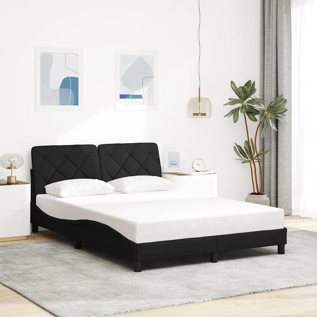 Letto matrimoniale | Letto per adulti | Giroletto senza Materasso Nero 120x200 cm Tessuto