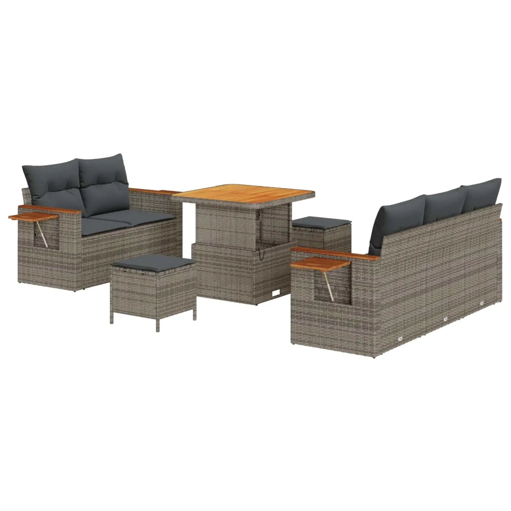 Set Divano da Giardino 8 pcs Grigio polyrattan 3362988