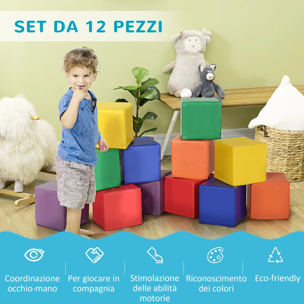 Set 12 Cubi Morbidi per Bambini ¨C Zephmum ¨C Multicolore 20x20x20 cm