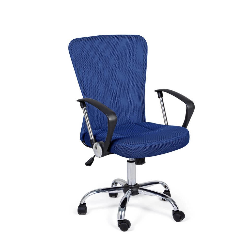 Sedia da Ufficio con Braccioli in Tessuto Rete Blu Regolabile - SERAPHIC