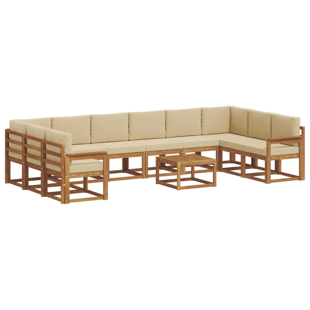 Set di divani da esterno con cuscino 11 pcs Naturale e Beige 3367081