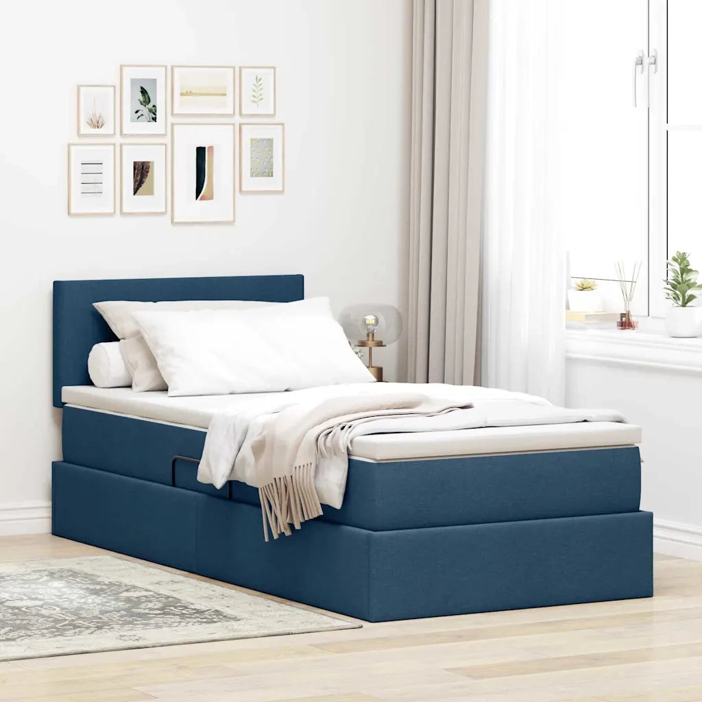 Letto con contenitore e materasso con materasso Blu 90 x 190 cm