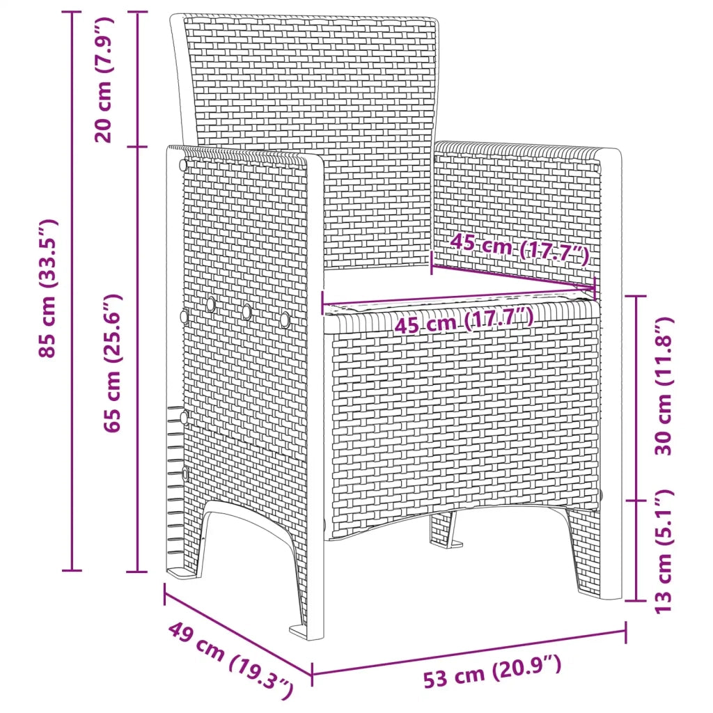 Sedia da Giardino 2 pcs Marrone 53 x 49 x 85 cm Polipropilene 847456
