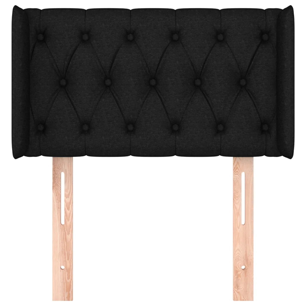 Testiera ad Orecchio-Testata con Orecchie Nera 83x16x78/88 cm in Tessuto 910494
