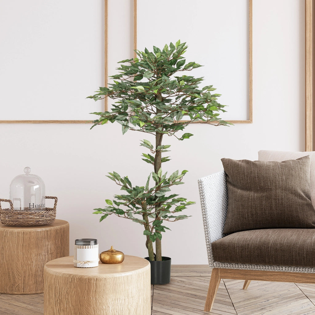 Albero Finto Ficus Artificiale ¨C Zephmum ¨C 1.5 m Verde con Vaso