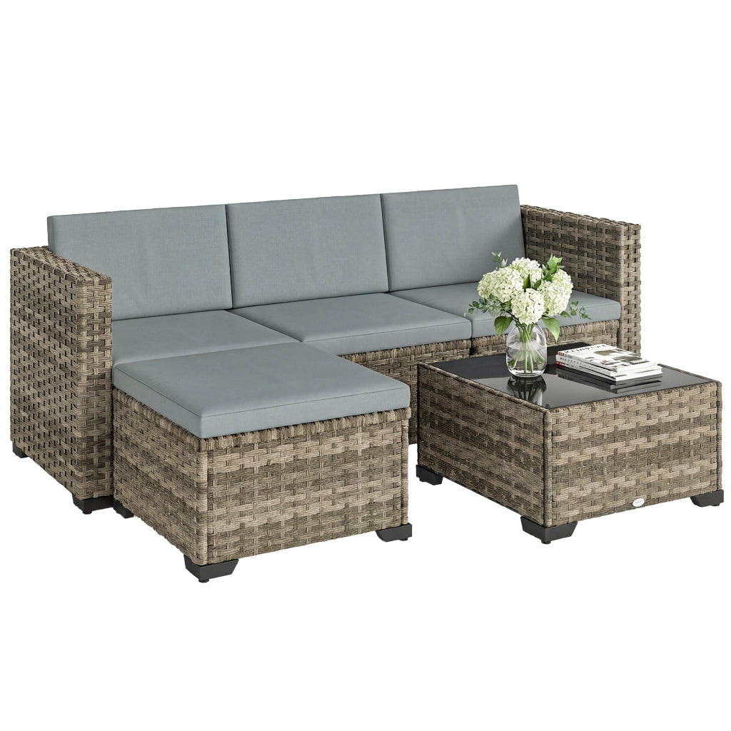 Set Giardino Polyrattan 5 Pezzi con Cuscini ¨C Minimal ¨C Grigio
