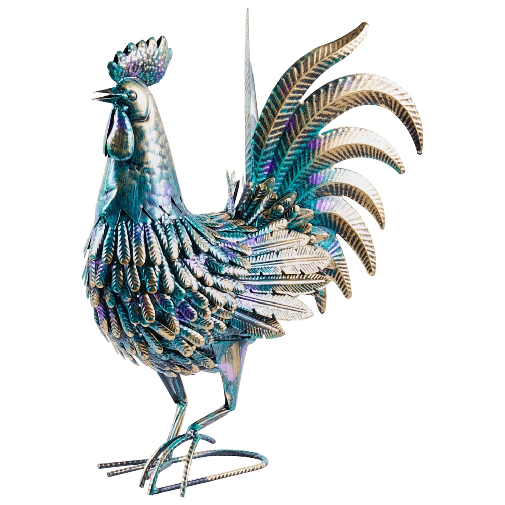 Statua da giardino multicolore in ferro fatta a mano scultura animale a grandezza naturale da terra