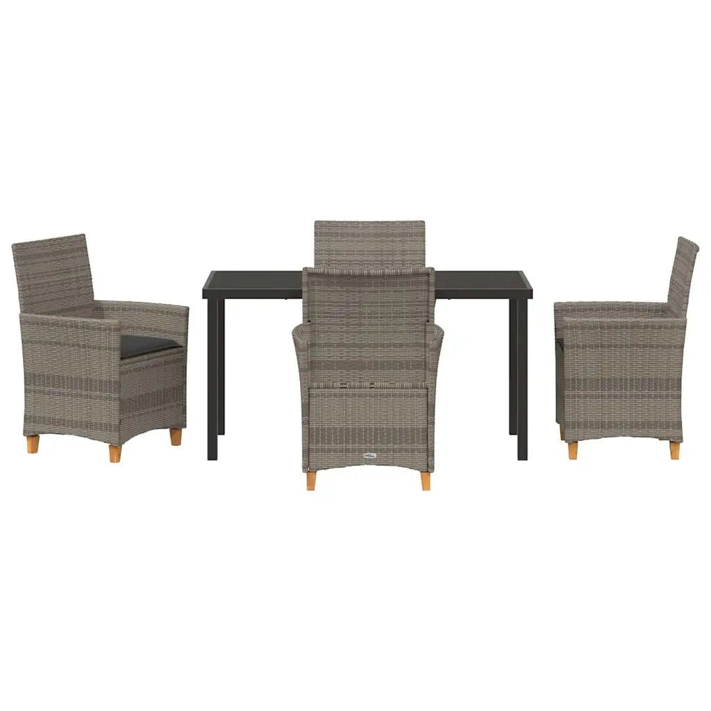 Set da Pranzo per Giardino 5 pcs Grigio polyrattan
