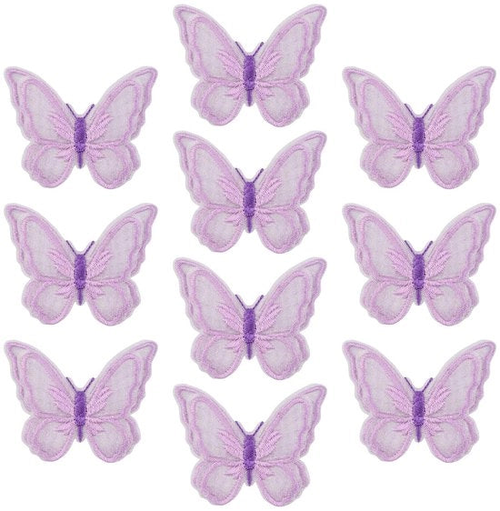 Applicazioni a forma di farfalla 10 pezzi - Disegno a doppia faccia - Pannelli di riparazione - Accessori per matrimoni - Applicazioni per cucire su abiti - Resistenti e duraturi - Applicazioni per patch