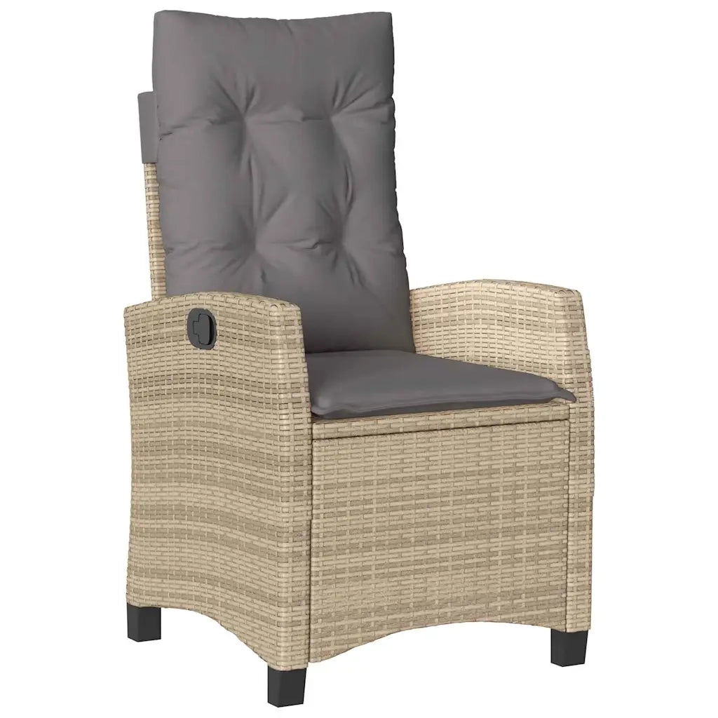 Set da Pranzo per Giardino con cuscino 7 pcs Beige polyrattan