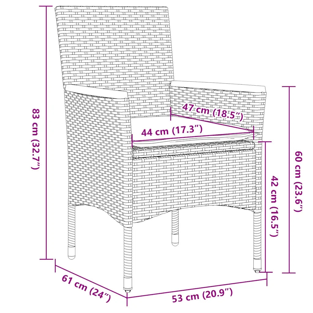 Set Pranzo Giardino 5 pz con Cuscini Grigio Polyrattan Acacia 3278720