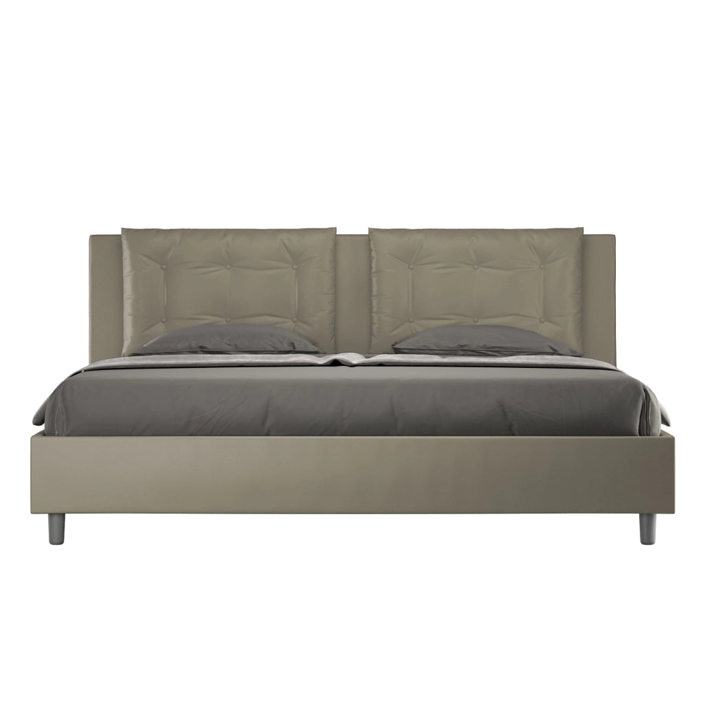 BS COM Letto matrimoniale king size senza rete imbottito 200x210 similpelle cappuccino