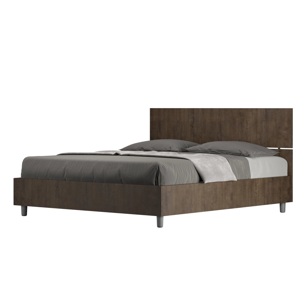 BS COM Letto matrimoniale con rete 160x190 testata dritta noce