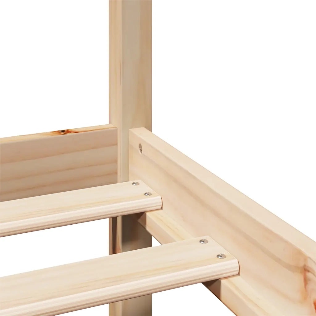 Letto singolo | Letto per adulti | Giroletto con Testiera 75x190 cm in Legno Massello di Pino