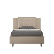 BS COM Letto una piazza e mezza senza rete imbottito 120x190 similpelle tortora