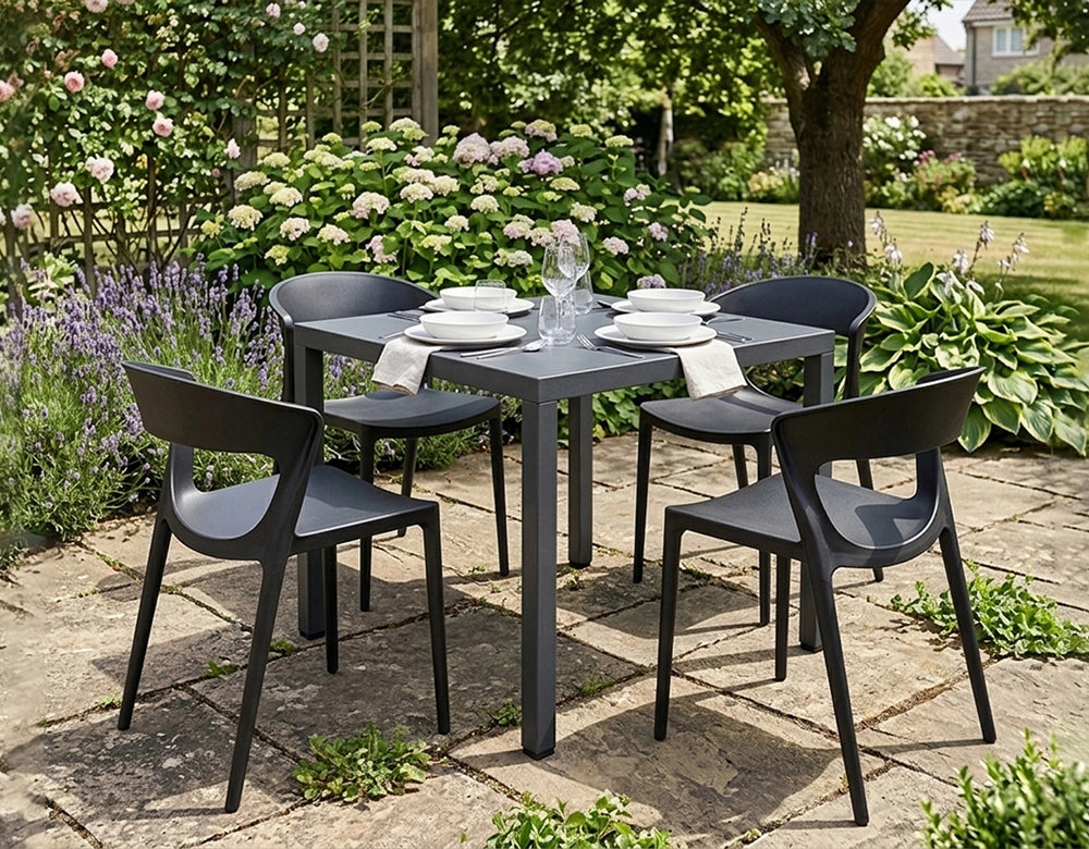 Tavolo da esterno 70×70 cm tavolo da giardino grigio antracite – Alan - TQ05-7.7AL
