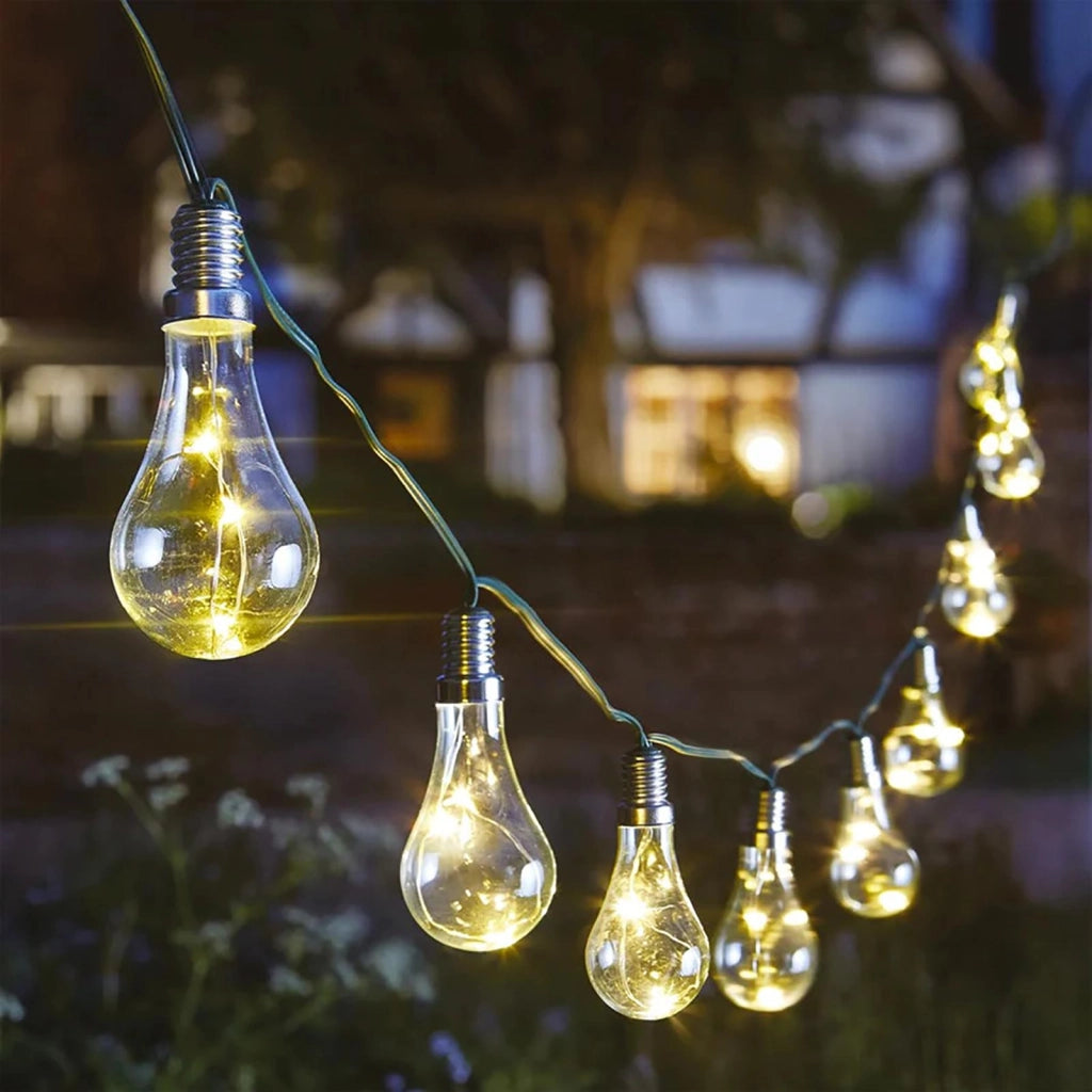 Catena luminosa decorativa ricarica solare sensore crepuscolare 10 lampadine LED luce 2700K decorazione esterni