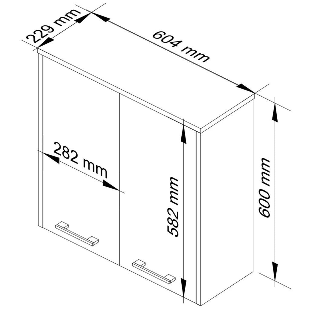 Mobile bagno sospeso AKORD FIN Wengé 60 cm 2 ante 60x22,5x60 cm