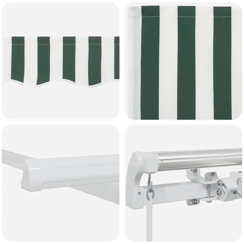 Tenda da Sole | Tenda Retrattile Verde e Bianco 500 ¡Á 300 cm