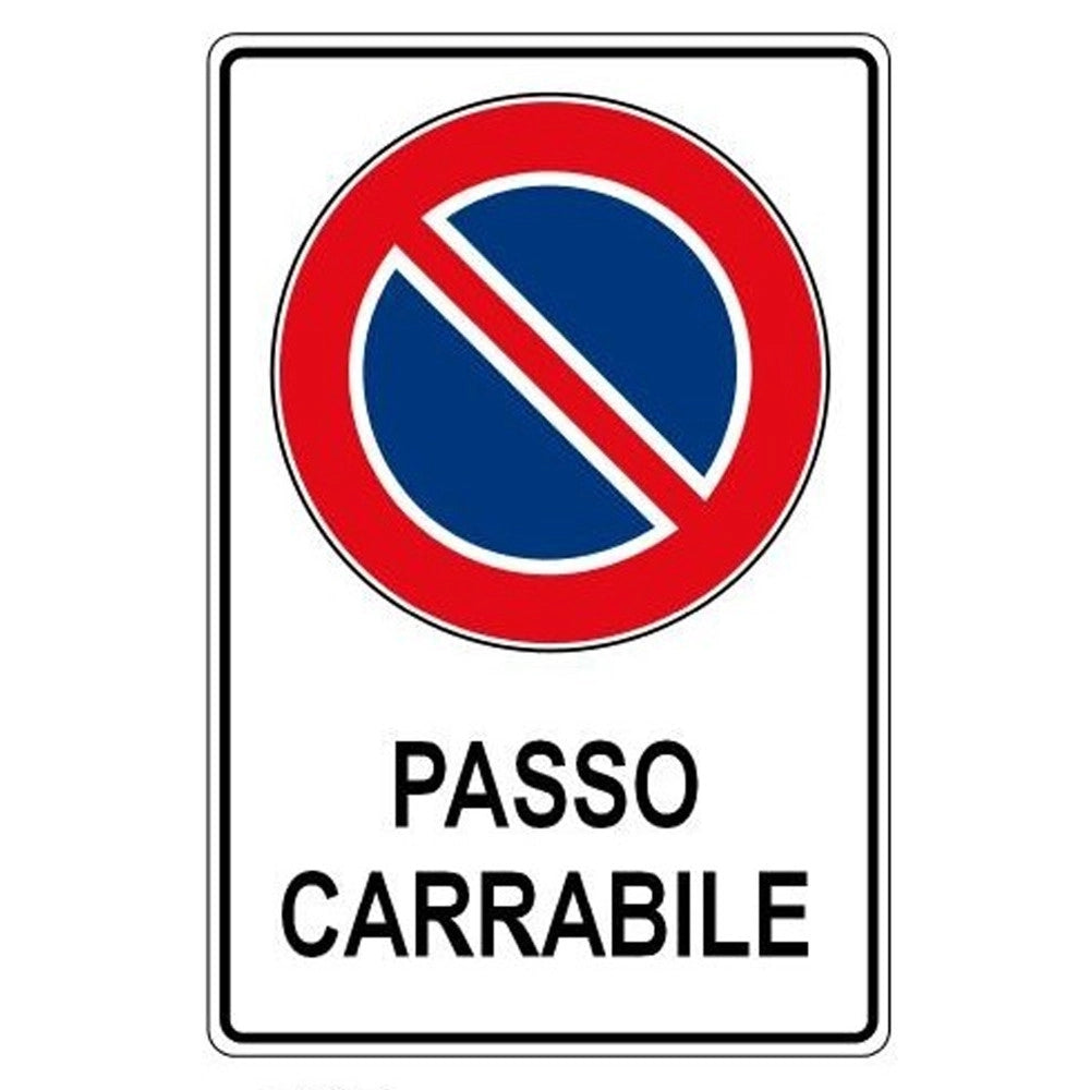 Trade Shop - Cartello Passo Carrabile Segnaletica Sicurezza Avvertimento Plastificato -