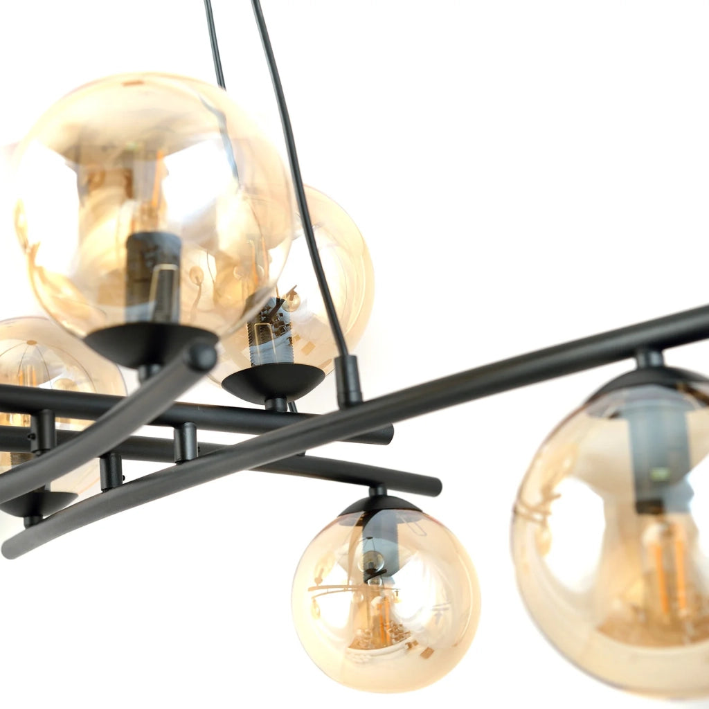 Lampadario Moderno Cadmo Acciaio Nero 8 Luci E14 Ip20