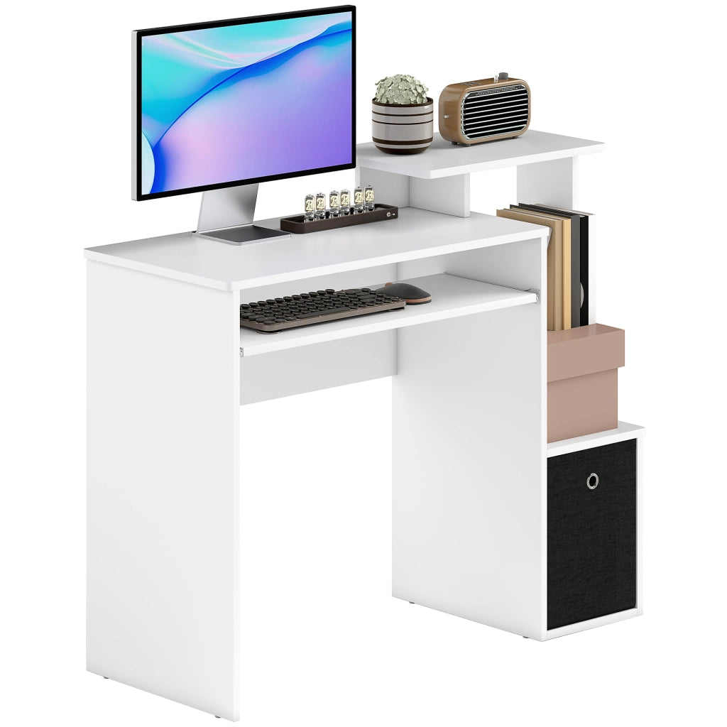 Scrivania Moderna con Cassetto e Ripiani ¨C Minimal ¨C Bianco e Nero 100x40x86.6cm