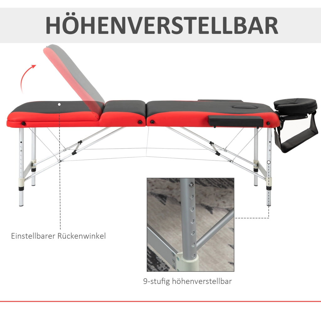 Letto Massaggio Portatile con Testiera e Braccioli ¨C zephmum ¨C Rosso