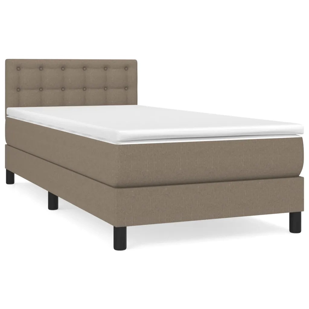 Letto singolo | Letto per adulti | Giroletto a Molle con Materasso Tortora 100x200 cm in Tessuto