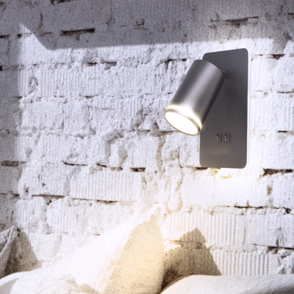Applique LED 6W + GU10 nera con interruttore Paris Polux