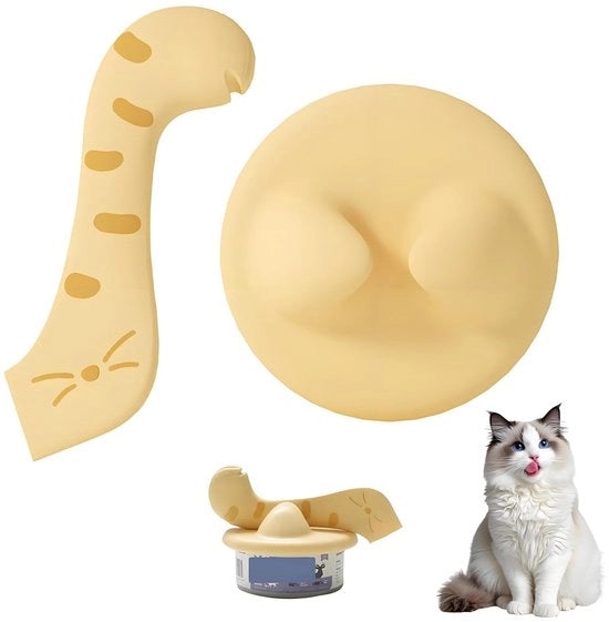 Deksel perimetrale 9 cm - Deksel con cucchiaio - Copertura per alimenti per animali domestici - Materiale TPE riciclabile - Disegno delle zampe del gatto - Sicuro e duraturo